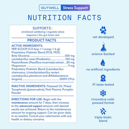 Native Pet Stress Support & Multivitamin Bundle: GutWell Stress Support - Dog Anxiety Relief & Dog Vitamins & Supplements - 11-in-1 Multivitamin Powder Food Topper for Overall Health - 60 Scoops
