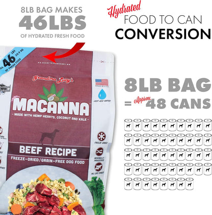 Grandma Lucy’s Macanna Freeze Dried Grain Free Beef Recipe Dog Food 1 Lbs