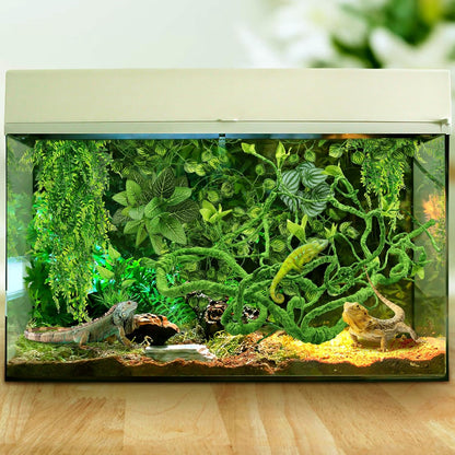 Bearded Dragon Tank Accessories for Habitat, Terrarium Hanging Plants Artificial Leaves Reptile Hide, Leopard Gecko Tank Accessories Hide Terrarium Decor for Lizard Geckos Chameleon Snake