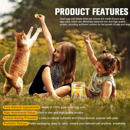 Premium Freeze-Dried Quail Egg Yolks - All-Natural Snack for Cats and Dogs, 100% Pure Quails Yolk Ingredients Pet Treats, Supports Growth with Protein & Iron, Crispy, Nutrient-Dense (S, Apricot)