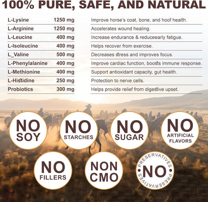 Horse Supplement for Joint, Hoof, and Coat Health, 8 Amino Acids for Horses, 30-Day Fast Results, XL Power Formula Boost Hooves & Prevent Lameness, Immune Health, Muscle Growth, 110-Day Supply