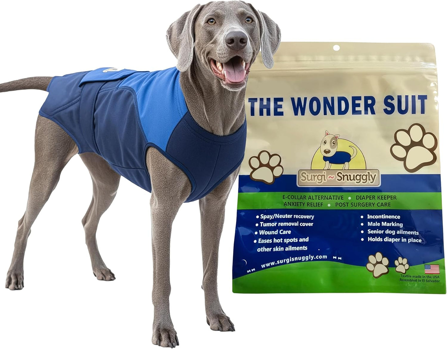 SurgiSnuggly Veterinary Invented Dog Surgical Recovery Suit for Female or Male Dogs,Spay, Neuter Onesie, The Original Surgical Recovery Bodysuit for After Surgery Small, Medium, Large Dogs LL BB EC