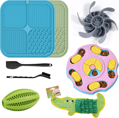 2pcs Dog Lick Mat, Slow Feeder Dog Bowls Insert and Puzzle Toys, Large Lick Mat with Suction Cups Slow Feeder Insert
