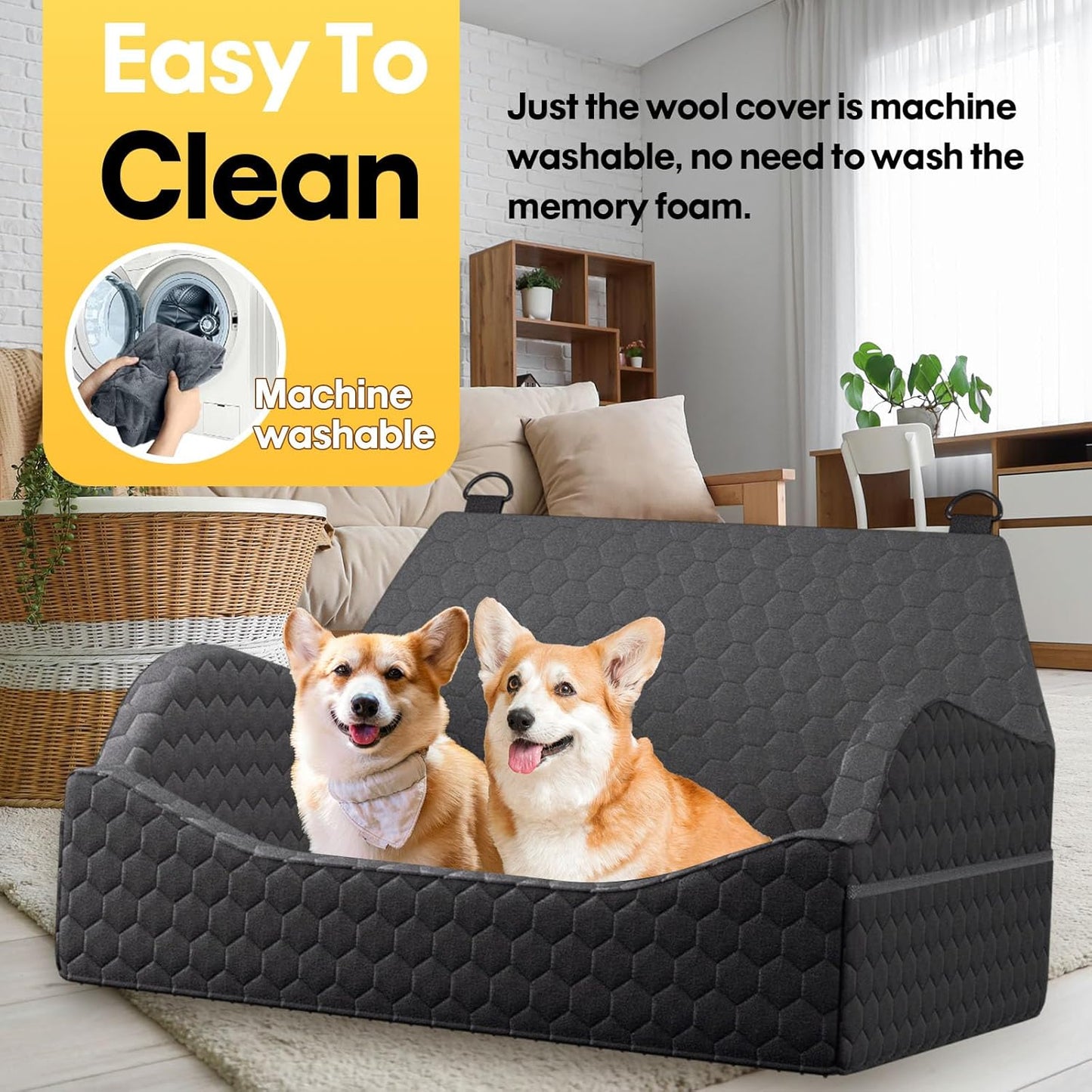 Dog Car Seat for Small Medium Dogs, Memory Foam Dog Booster Seat Elevated Cushion Seat for Dogs Under 55 lbs Pet Travel Bed