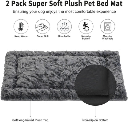 2 Pack Dog Bed for Large Medium Small Dogs,Reversible Rectangle Dog Bed,Washable Orthopedic Durable Sofa Bed for Pet Sleeping Puppy Cat-XL-Grey
