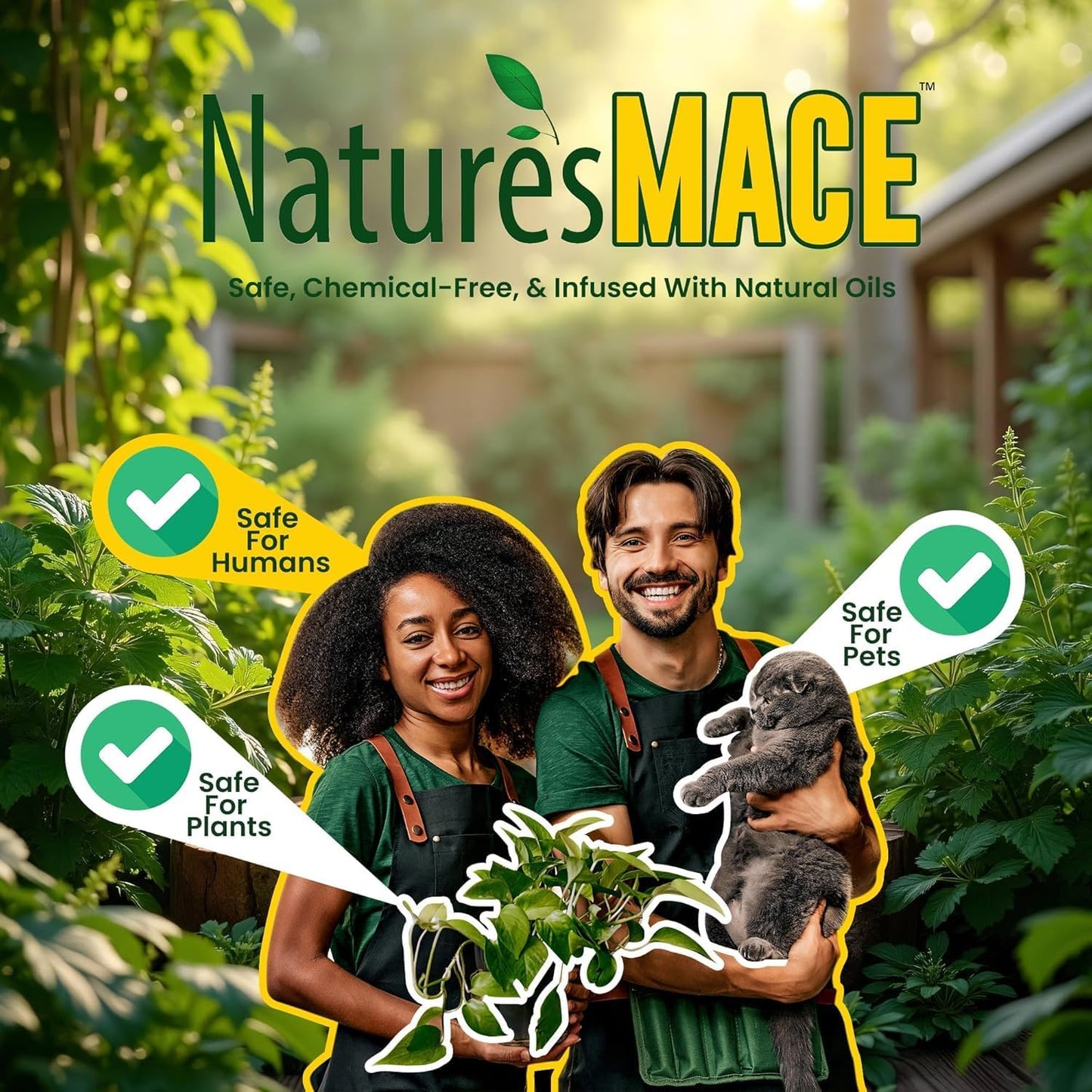 Nature's Mace Cat Mace Cat Repellent, Spray Deterrent for Urine Marking, Keep Cats Away for Outdoor & Indoor Use, Scratching, Flowerbeds, Yards, Pets, Garden, Plants, Ready-to-Use, 40 oz Spray