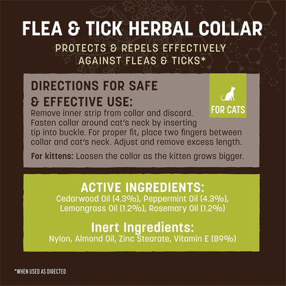 Earth Animal Apothecary Natural Flea & Tick - Herbal Collar for Cats & Kittens - 1 Collar