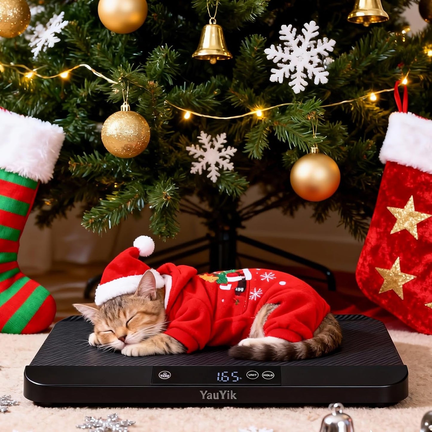 YauYik Digital Pet Scale for Accurate Weighing - Baby Scales for Weighing, Ideal for Small Pets, Puppies, Kittens and Cats with Non-Slip Mat - LED Display with Hold Function, Measures Up to 40kg