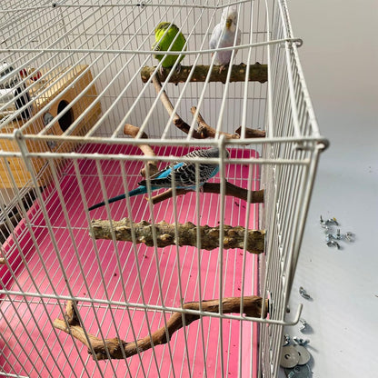 5PCS Bird Perch Stand Natural Wooden Parrot Stand Branch,3 Grape Wood Perch,2 Stand,Paw Grinding Fork Parakeet Chewing Stick Exercise Training Branches for Cockatiels,Small Medium Birds