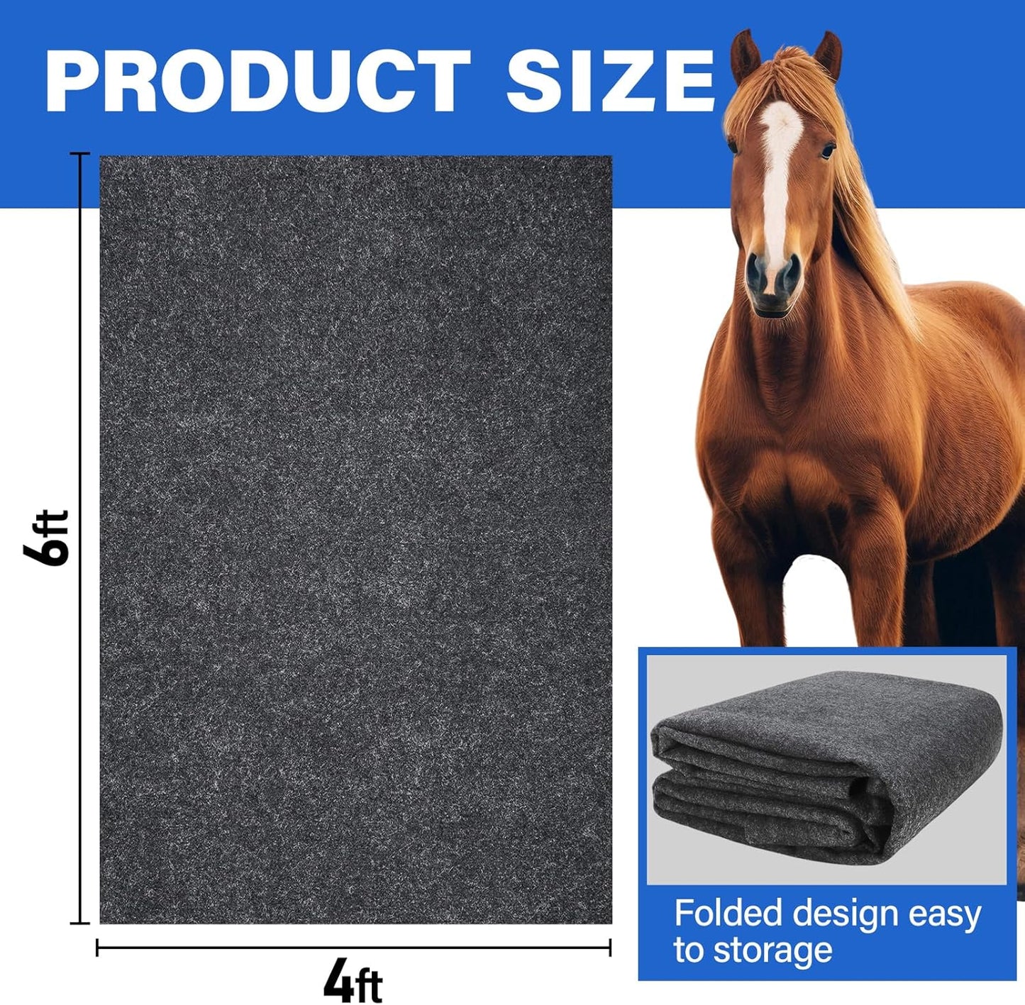 4 x 6ft Horse Stable Mat Lightweight Floor Mat,Cuttable & Back Non-Slip Design Mat for Horses Livestock,Durable & Water Absorbent Stable Mats,Keep Floor Dry & Clean