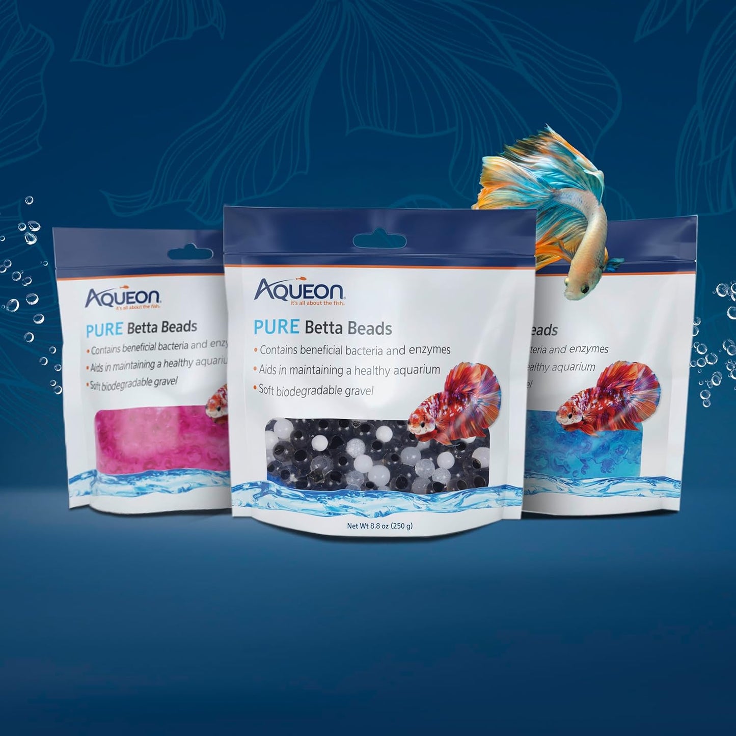Aqueon Pure Betta Beads, Water Care for Unfiltered Aquariums, Maintains Clear Water and Helps Breakdown Organic Sludge, Pink (Pack of 2)