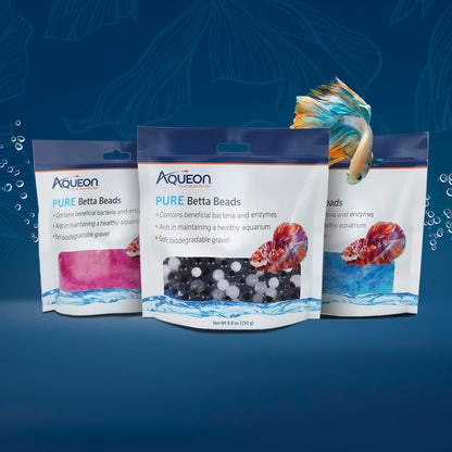 Aqueon Pure Betta Beads, Water Care for Unfiltered Aquariums, Maintains Clear Water and Helps Breakdown Organic Sludge, Pink (Pack of 2)
