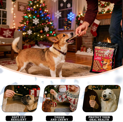 Natural Rawhide Chews for Dogs - 60 Count of 5-Inch Rolls | Long-Lasting Dog Chews Stick for Small, Medium & Large Dogs | Digestible Chew Toys for Chewers, Puppy Teething & Dental Health