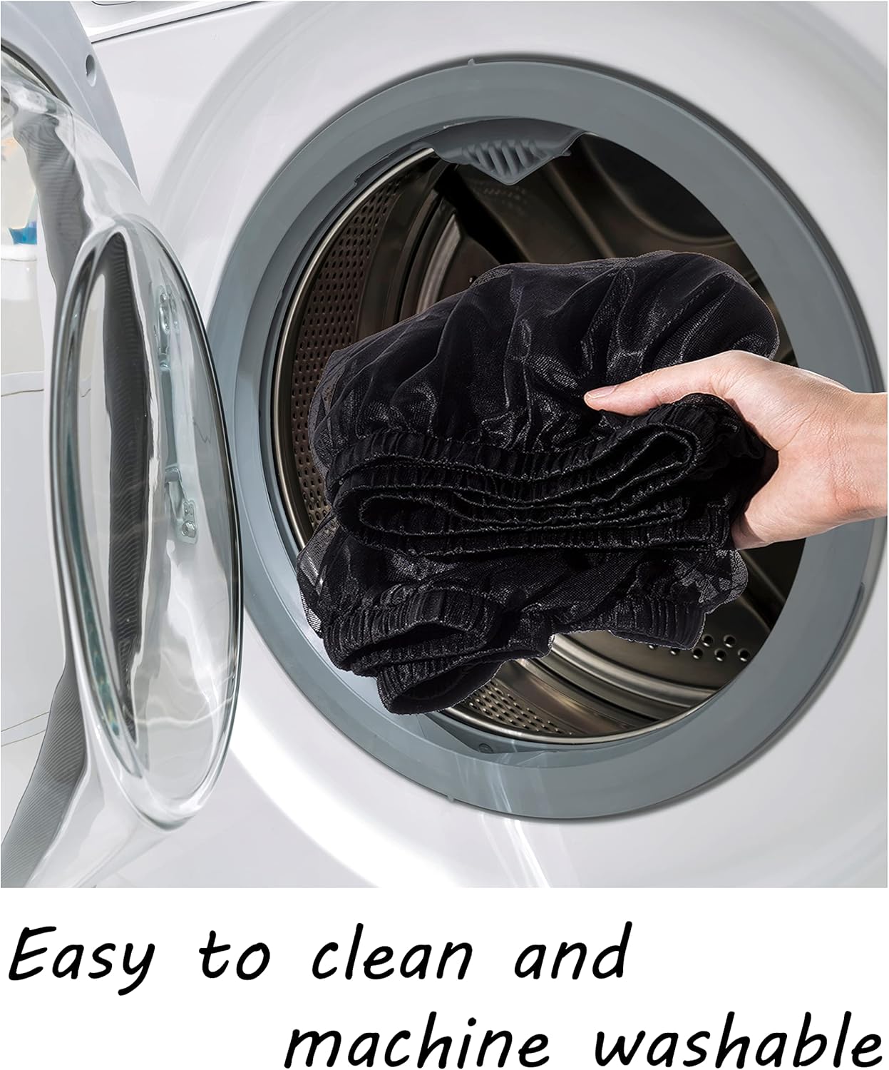 Tamu style Bird Cage Seed Catcher, Large, Stretchy Form Fitting Mesh Skirt Cover for Parrot Enclosures, Light and Breathable Fabric, Prevent Scatter and Mess, Reusable, Adjustable, Lightweight, White