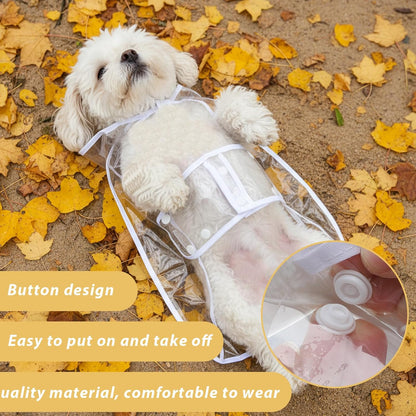 2Pcs Transparent Dog Raincoat for Small Medium Dogs, Waterproof Pet Hooded Poncho with Adjustable Snaps and Leash Hole Portable Dog Raining Coat for Bichon Poodle Medium 3.3-5.1lbs
