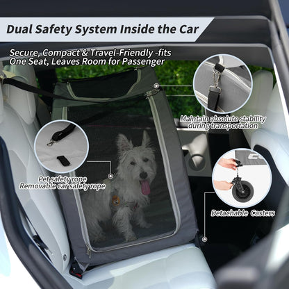 EchoSmile 4 Wheels Pet Stroller, Foldable Dog & Cat Stroller for All-Season, Lightweight Carrier with Storage Basket, Adjustable Handle, Removable Pad, Breathable Mesh, Up to 135 lbs, Grey