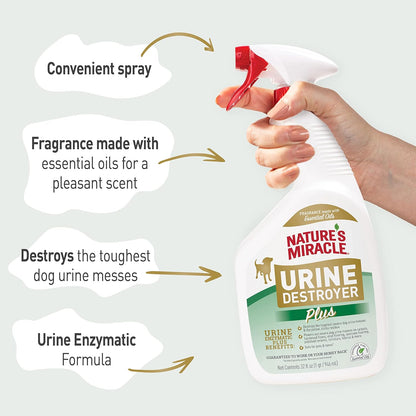 Nature’s Miracle Urine Destroyer Plus Dog, 32 Ounces, Enzymatic Formula, Ready-to-Use