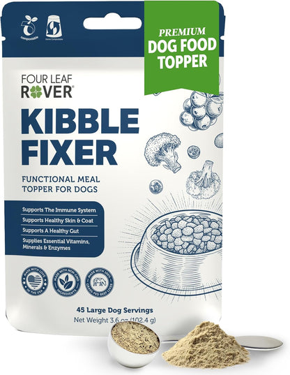 FOUR LEAF ROVER Kibble Fixer - Freeze-Dried Dog Food Topper with Dog Probiotics and Digestive Enzymes - Supports Healthy Digestion and Immune Systems