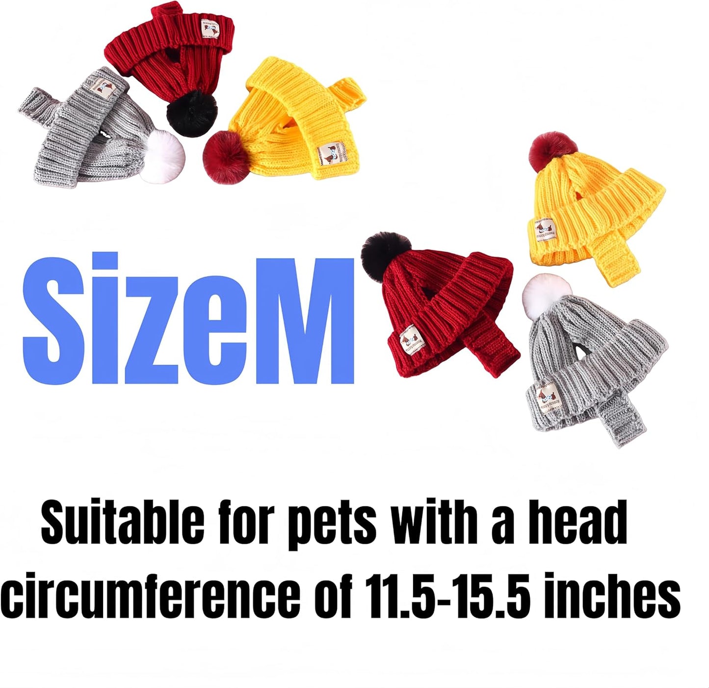 Pet Winter Beanie - Ear-Exposed Knit Hat for Dogs & Cats, Warm Fleece Cap with 2 Ear Holes, Suitable for Indoor/Outdoor Cold Weather ，Cozy, Secure & Stylish(Red, Medium)