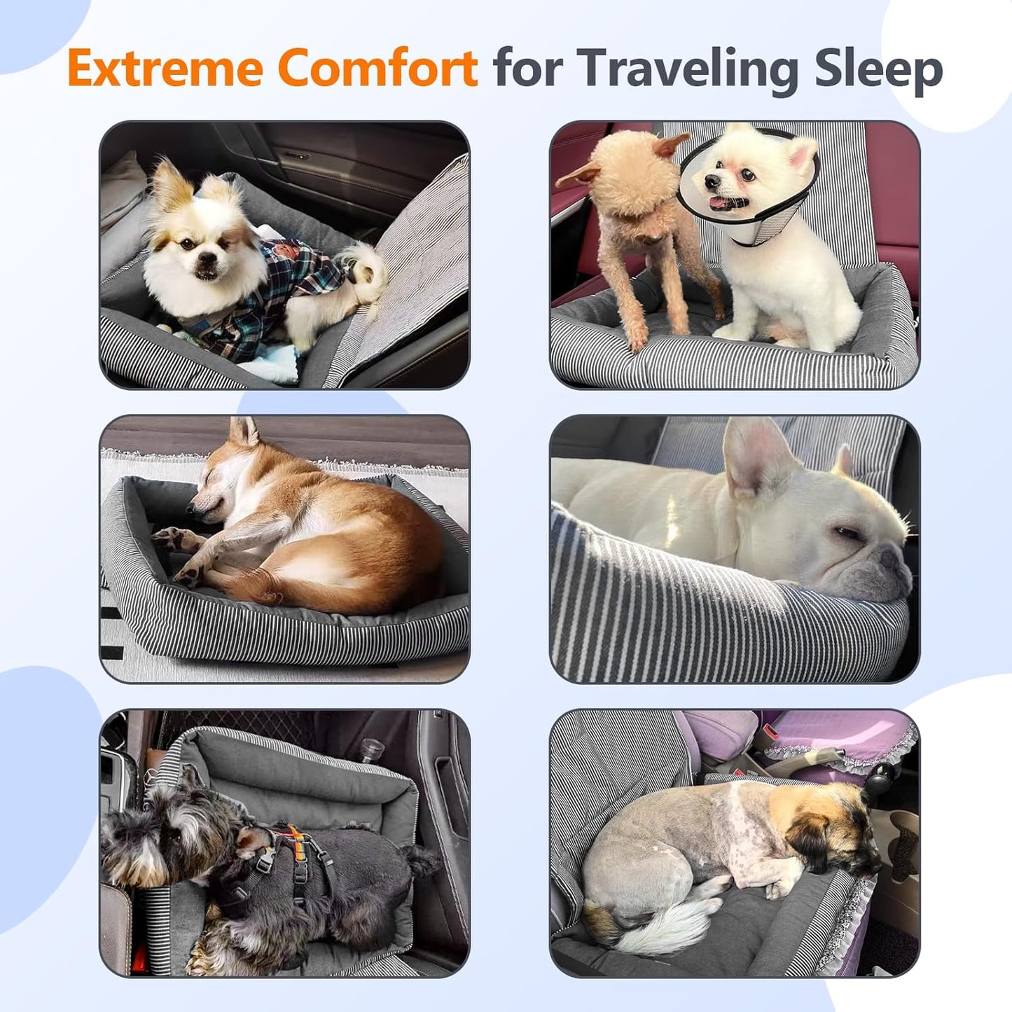 Dog Car Seats for Small Dogs, Detachable Soft Cotton Cushion, Comfort Pet Travel Dog Bed, Puppy Car Seat with Adjustable Secure Straps, Under 25lbs, Black