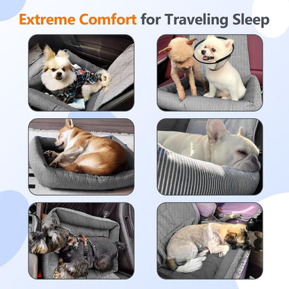 Dog Car Seats for Small Dogs, Detachable Soft Cotton Cushion, Comfort Pet Travel Dog Bed, Puppy Car Seat with Adjustable Secure Straps, Under 25lbs, Black