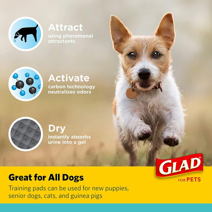 Glad for Pets Black Charcoal Puppy Pads - Super Absorbent Disposable Dog Pee Pads, Potty Training Pads, and Pet Supplies - Grey Dog Pee Pads for Crate Training and Indoor Use 17.5" x 23.5" - 120 Count