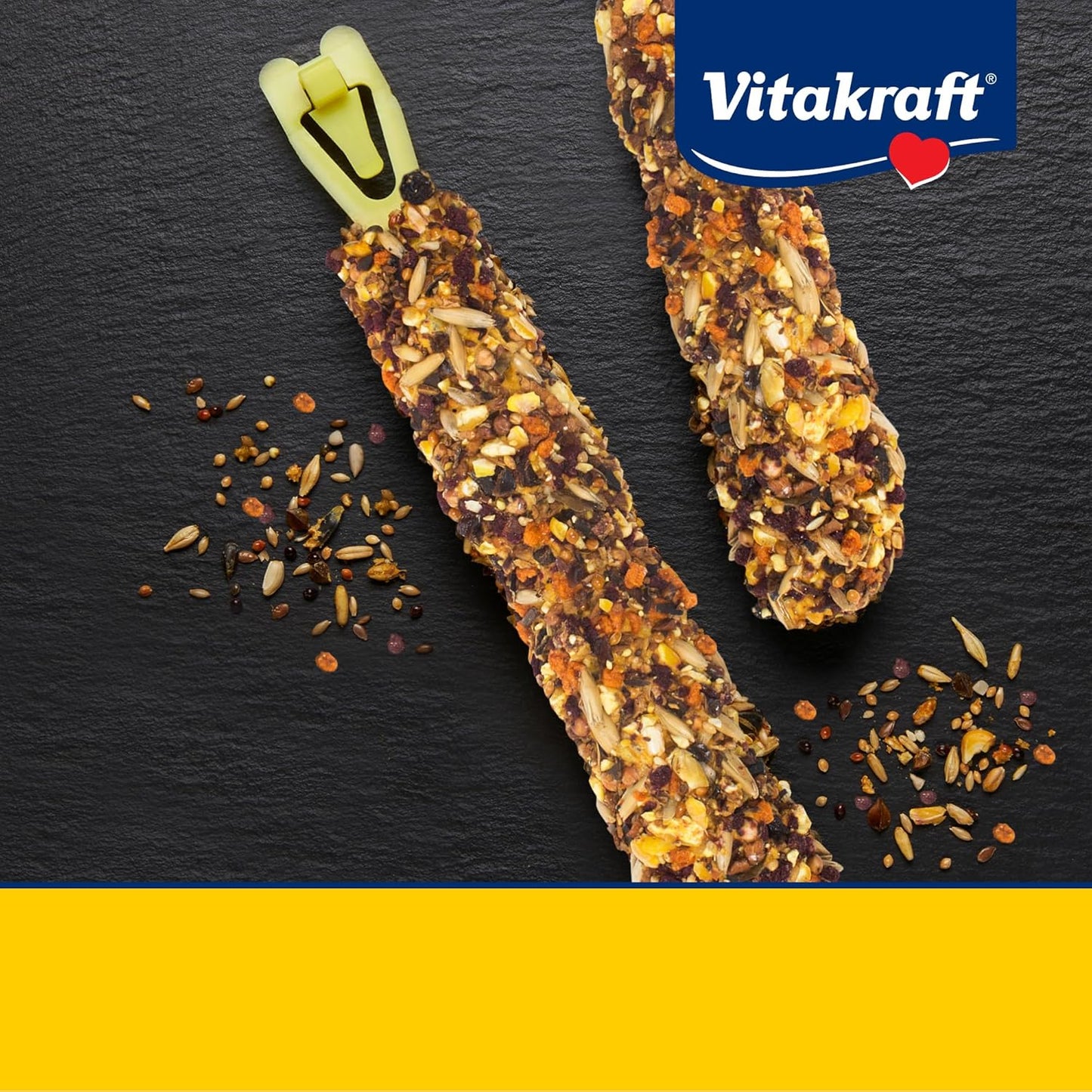 Vitakraft Crunch Sticks for Parrots Apricot and Cherry Flavor Natural Wood Chew Center With Clip Holder Long Lasting Treats For Parakeets Conures Cockatiels And Parrots - 5.5 oz 2 sticks