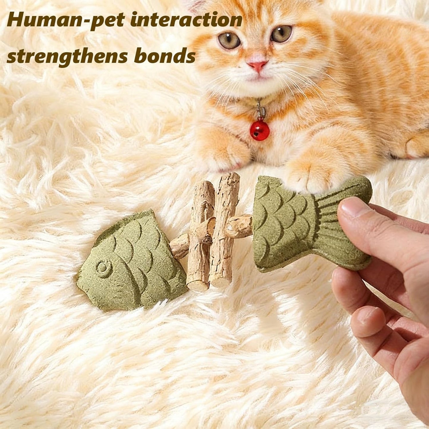 Purrident - Fix Cat Dental Health, Natural Dental Chew for Cats, Fishbone Shape Cat Teething Toy with Catnip, Durable Feline Tooth Care Tool for Indoor & Adult Cats (3PCS-D)