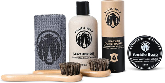 Horse Tack Kit - Includes: Saddle Soap for Leather & Conditioner - Leather Oil - Brushes - Cloth. Horse Supplies for Saddles, Bridles, Boots, Reins - Proudly Made in The USA (Not China)