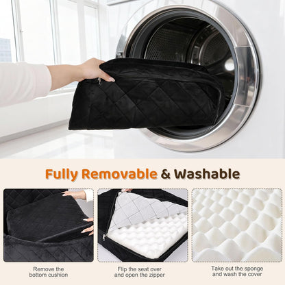 Dog Car Seat for S/M Dogs, Memory Foam Dog Booster Car Seat Up to 35lbs, Detachable Washable Pet Travel Bed with Side Pockets and 2 Safety Belts, Easy to Install (Black)