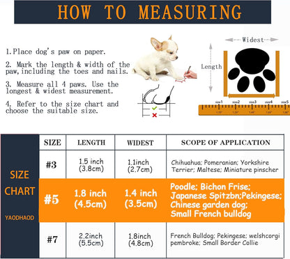 YAODHAOD Dog Shoes for Winter, Dog Boots & Paw Protectors, Fleece Warm Snow Booties for Puppy with Reflective Strip Anti-Slip Rubber Sole for Small Medium Size Dogs,Size 5: 1.9"x1.5" (L*W),Pink