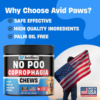 No Poo Chews for Dogs - Coprophagia Stool Eating Deterrent with Probiotics & Enzymes - Stop Dogs from Eating Poop - Digestive Support Soft Chews for All Breeds & Sizes - Forbid Stool Eating Deterrent
