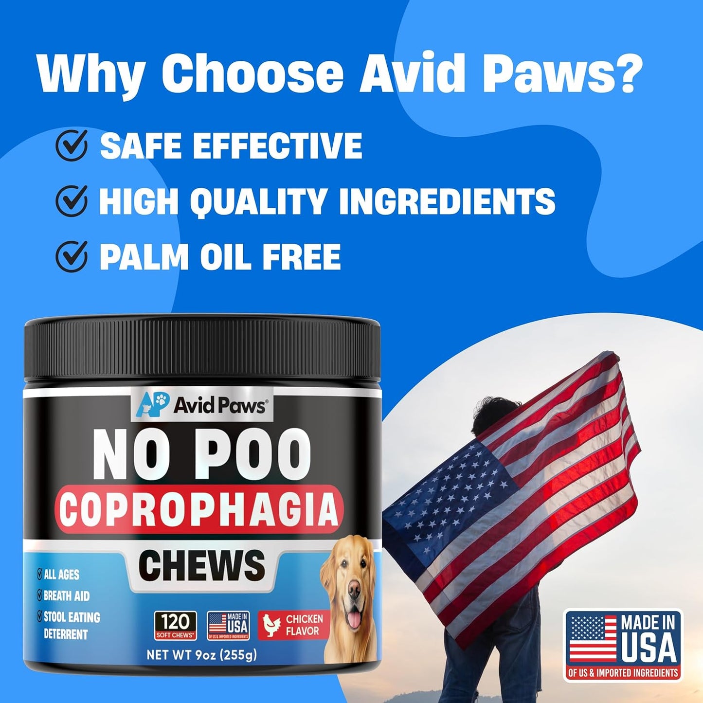 No Poo Chews for Dogs - Coprophagia Stool Eating Deterrent with Probiotics & Enzymes - Stop Dogs from Eating Poop - Digestive Support Soft Chews for All Breeds & Sizes - Forbid Stool Eating Deterrent