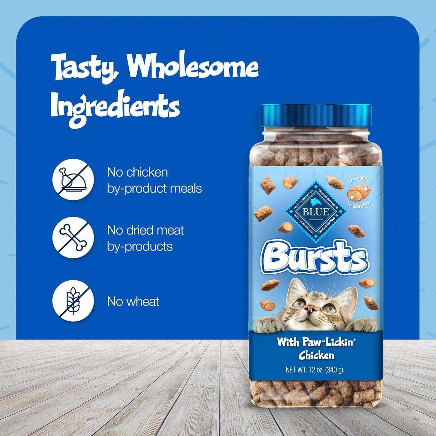 Blue Buffalo Bursts Crunchy & Creamy Cat Treats, Great for Training, Paw-Lickin' Chicken, 5-oz Bag