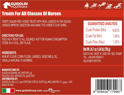 Horse Natural Treats with Superfoods and Real Fruit Pieces, No Sugar Added, Handmade in Italy - 1,54 LB (Linseed)