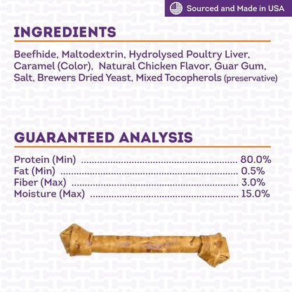 USA Beefhide Bones 15-17" Dog Chew Treats - Chicken Flavor, 1 Count/2 Pack