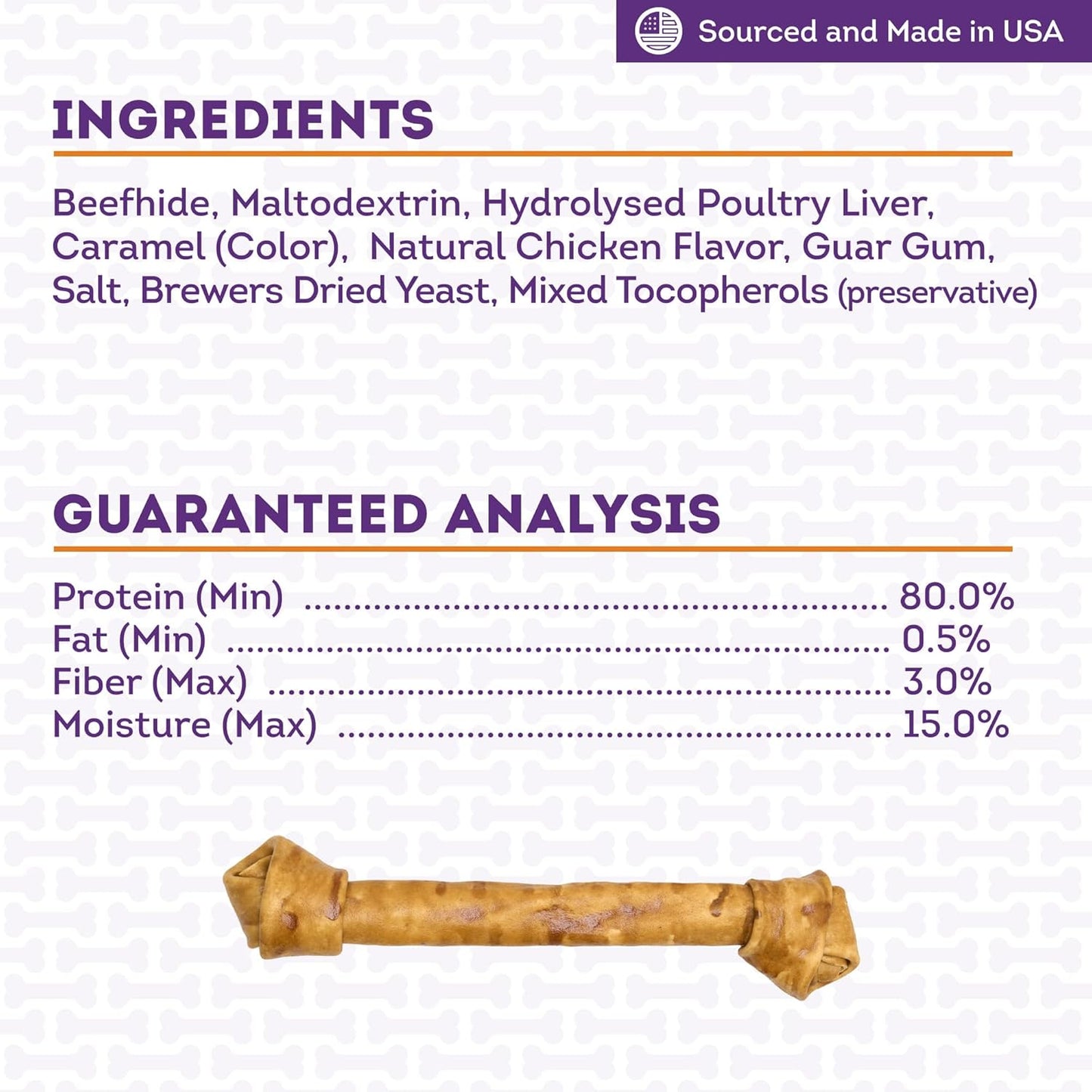 USA Beefhide Bones 15-17" Dog Chew Treats - Chicken Flavor, 1 Count/2 Pack