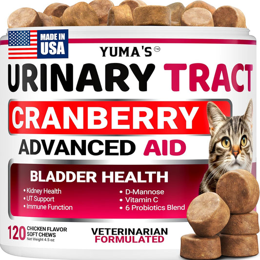 Cat UTI Treatment - Cranberry Supplement for Cats - Bladder Control - Urinary Tract Health Infection Treatment - UTI Medicine - Vitamins and Food Supplements - Immune & Multivitamin Support Chews