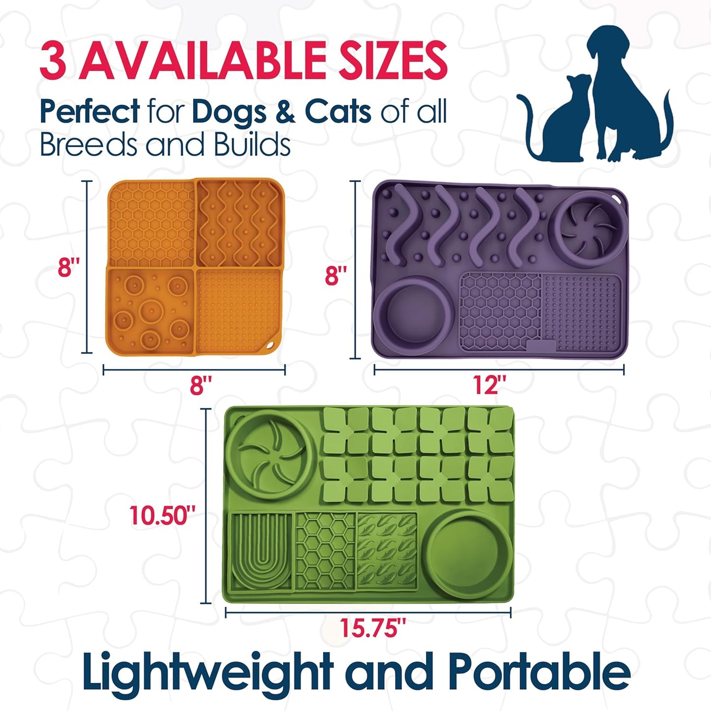 Palz&Co Paw Puzzle 2-in-1 Slow Feeder & Lick Mat - Large 15.75"x10.5" Green Non-Slip Silicone Mat for Dogs & Cats, Dry or Wet Food, Enrichment Puzzle Feeder, Dishwasher Safe
