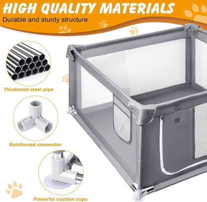 48x48x26 Inch Dog Playpen for Puppies and Small Dogs, Foldable Portable Indoor/Outdoor Pet Fence with Gate,Dog Play Enclosure
