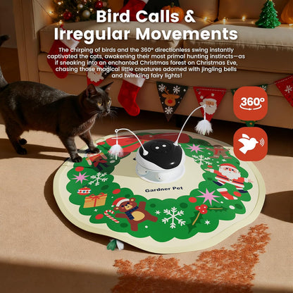 Gardner Pet Christmas Cat Toys, Chargeable 5 in1 Hide and Seek Automatic Interactive Cat Toy, Moving Ambush Feather, Track Balls,Indoor Exercise Kicker 24 inch Cover for All Breeds, 1200mAh
