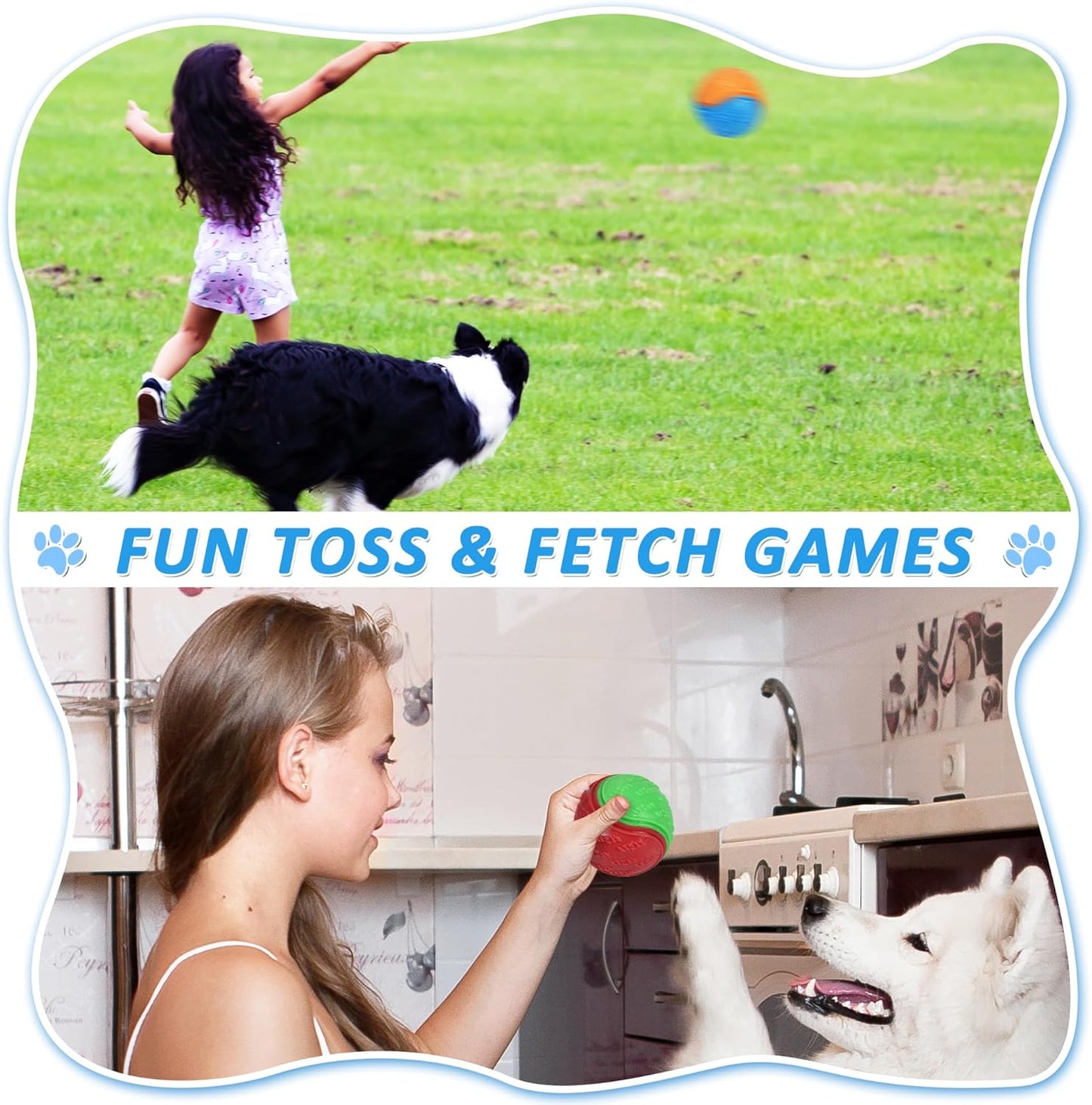 6Pcs Squeaky Dog Balls, Dog Toys Balls for Training, Tough Ball Toys for Dogs, Fit with Dog Ball Launcher, High Bouncy Dog Ball for Interactive Playing, Puppy Pet Chew Balls Teething Balls 2.5in