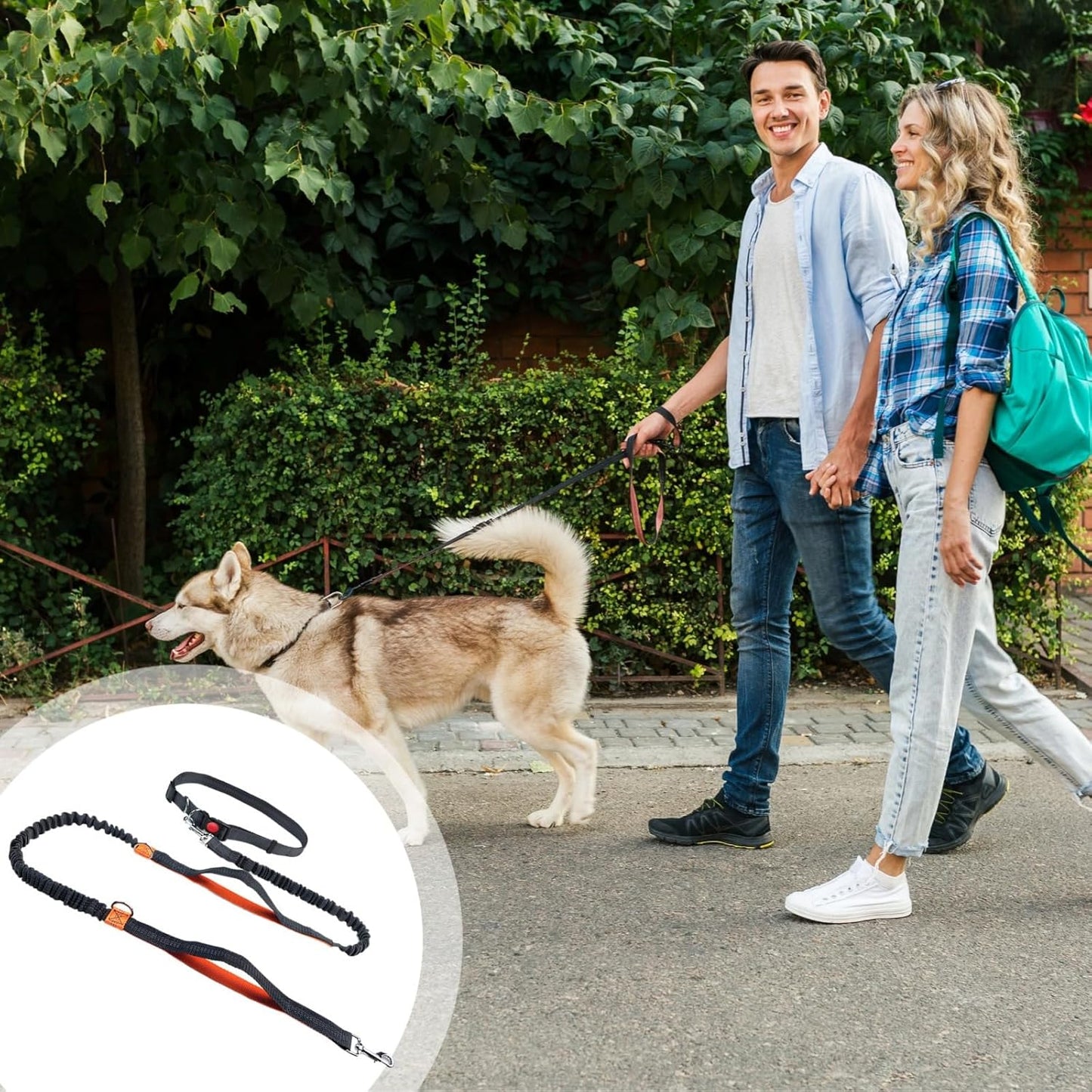 Hands-Free Dog Leash for Running, Waist Adjustable, 5.4-7.9 Ft, Reflective