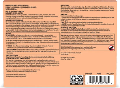 Amazon Basics Flea and Tick Topical Treatment for Dogs, Small (5-22 lbs), Fast Acting and Long Lasting, 3 Counts, Packaging May Vary