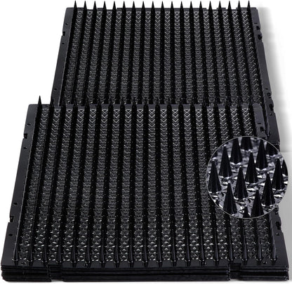 16 Pack Cat Repellent Outdoor Mat Cats Dogs Plastic Bendable Spiked Deterrent Training Repellent PET Mats with Spikes for Indoor Outdoor Supplies, 18.3 Square Feet, 16 x 13 Inch(Black)