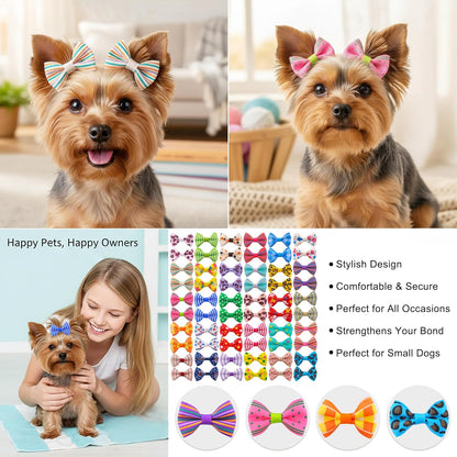Dog Hair Bows Small Puppy Clips for Pet Grooming Accessories Doggy Gifts 60Pcs (30 Pairs)