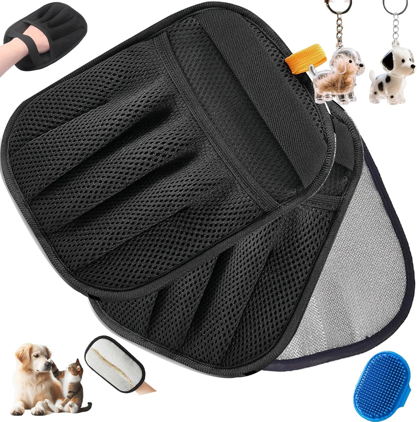 2Pcs Pet Hair Removal Glove for Dogs & Cats,The Magic Brush Pet Hair Remover,Five-Finger Electrostatic Pet Hair Gloves for Furniture,Car,Couch,Carpet,Essential Pet Supplies