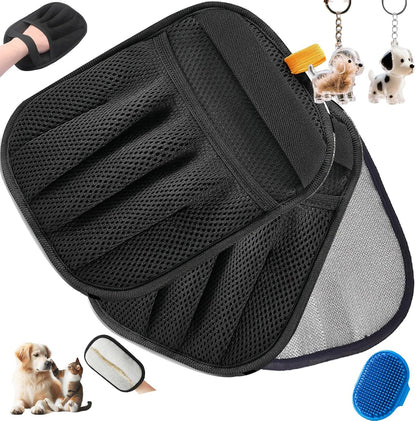 2Pcs Pet Hair Removal Glove for Dogs & Cats,The Magic Brush Pet Hair Remover,Five-Finger Electrostatic Pet Hair Gloves for Furniture,Car,Couch,Carpet,Essential Pet Supplies