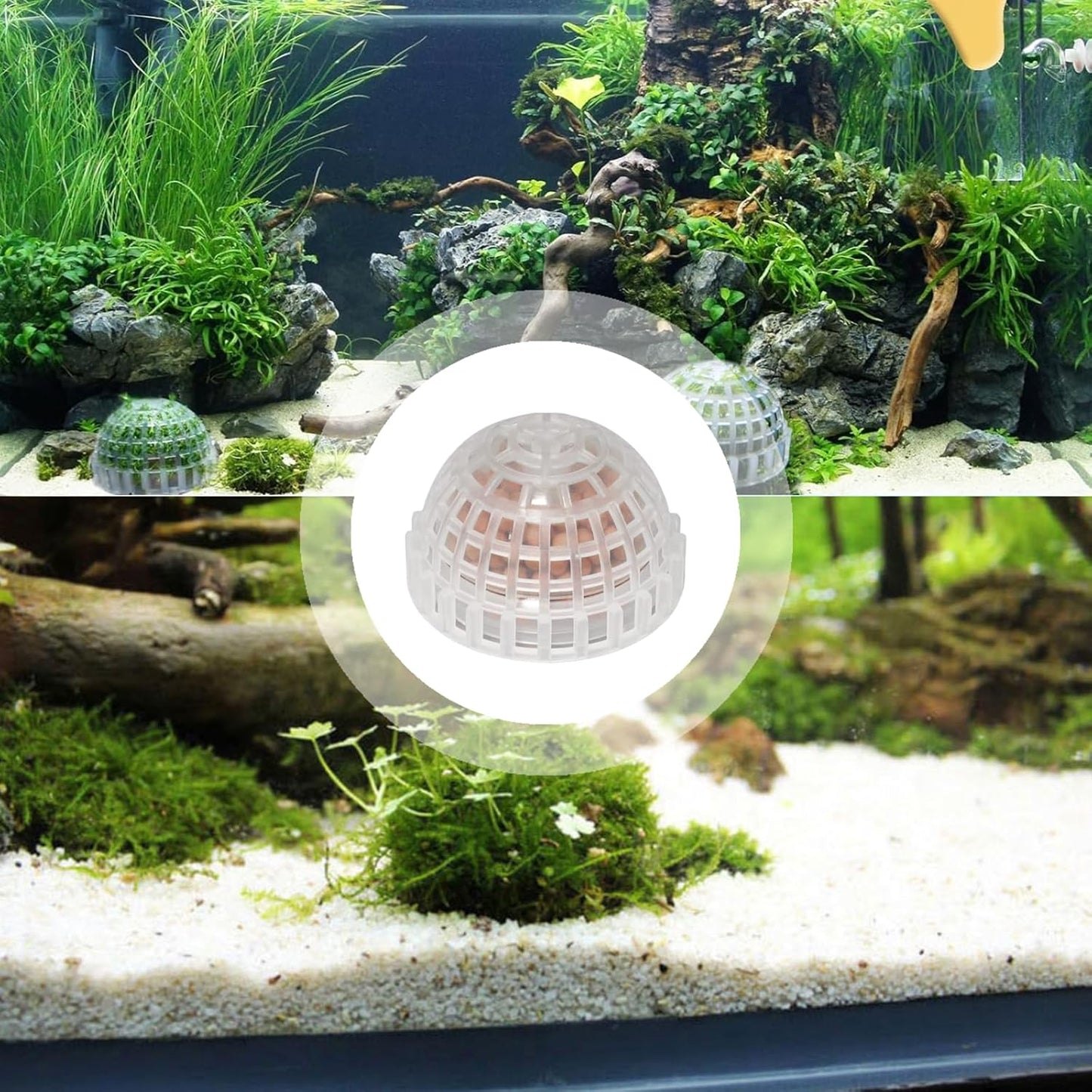 3 PCS Aquarium Moss Ball Holder Professional Aquarium Plant Holder Plastic Moss Ball Fish Tank Plant Holder with Filter Stone for Fish Tank Accessories