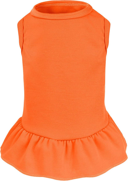 Dog Dresses Cat Skirt Solid Color Dog Clothes Summer Sleeveless Puppy Girl Clothes for Small Pet Dogs Cats (Orange, Medium)